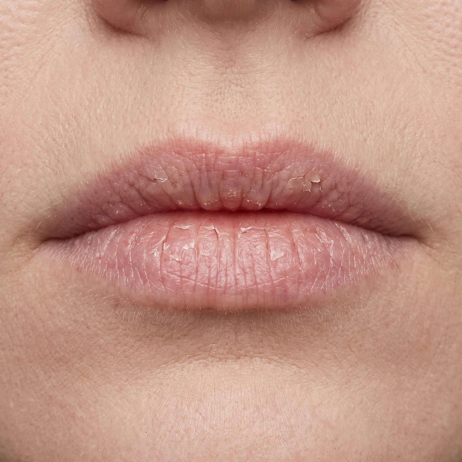Extreme close-up of dry, dull, cracked lips